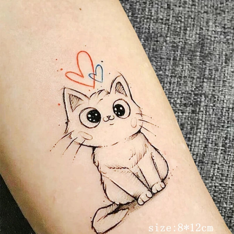 Tatouage Éphémère Chat Kawaii – Semi-Permanent Bras