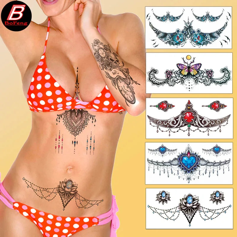 Tatouage Éphémère Élégant - Poitrine & Clavicule Femme