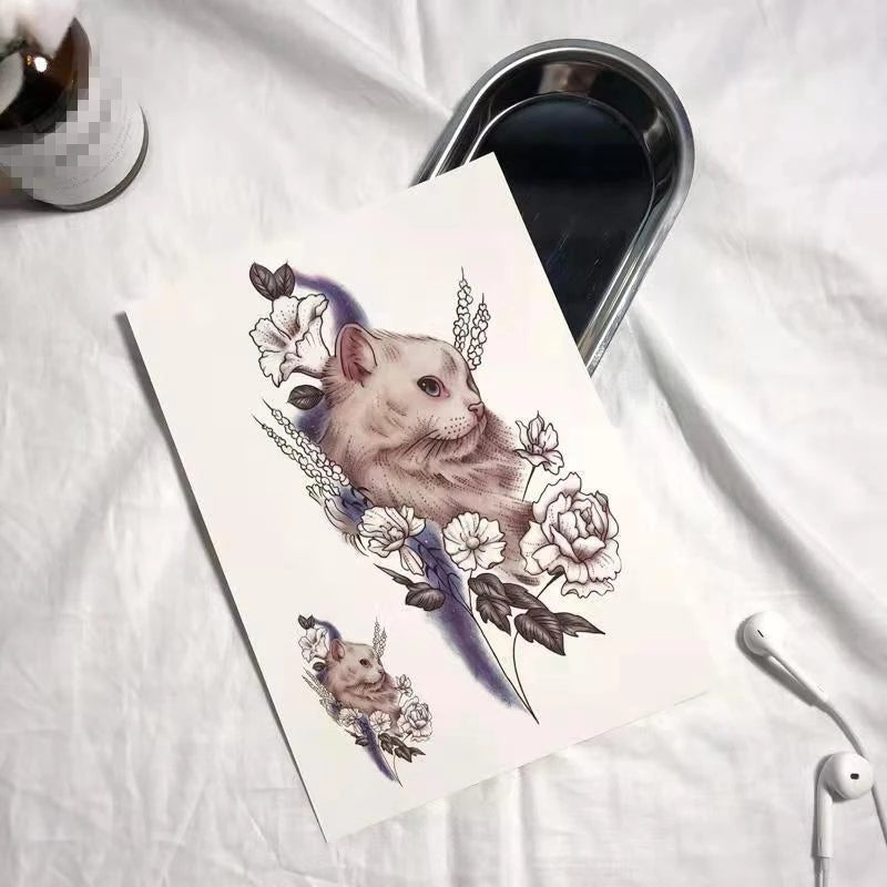 Tatouage Éphémère Chat Kawaii – Semi-Permanent Bras