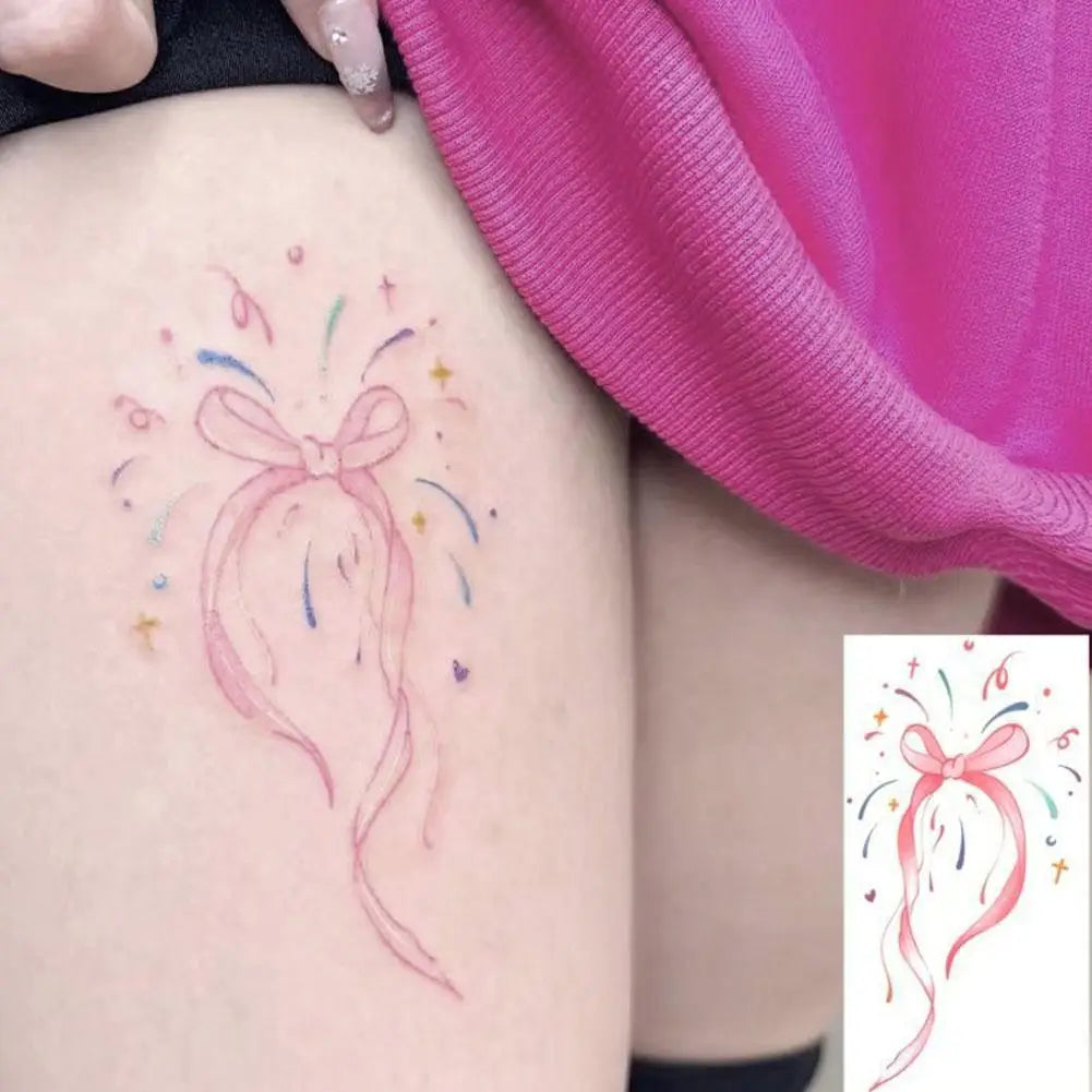 Tatouage Éphémère Nœud Rose - Tendance TikTok