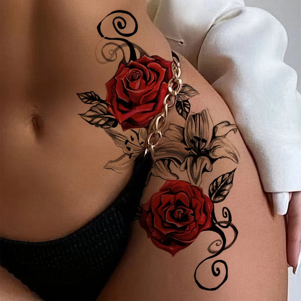 Tatouage Éphémère Fleur de Rose - Femme
