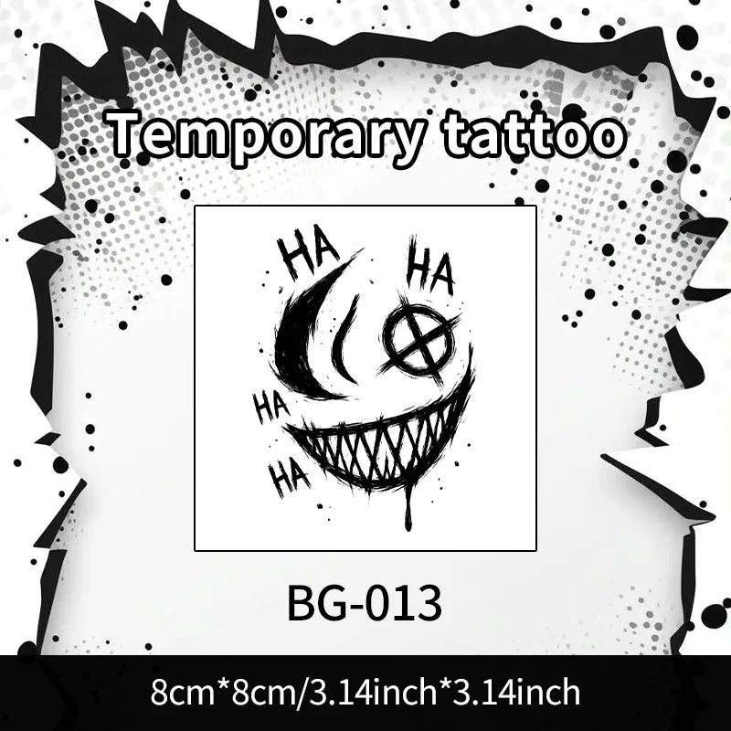 Tatouage Éphémère Horror – Visage Rieur Style Joker