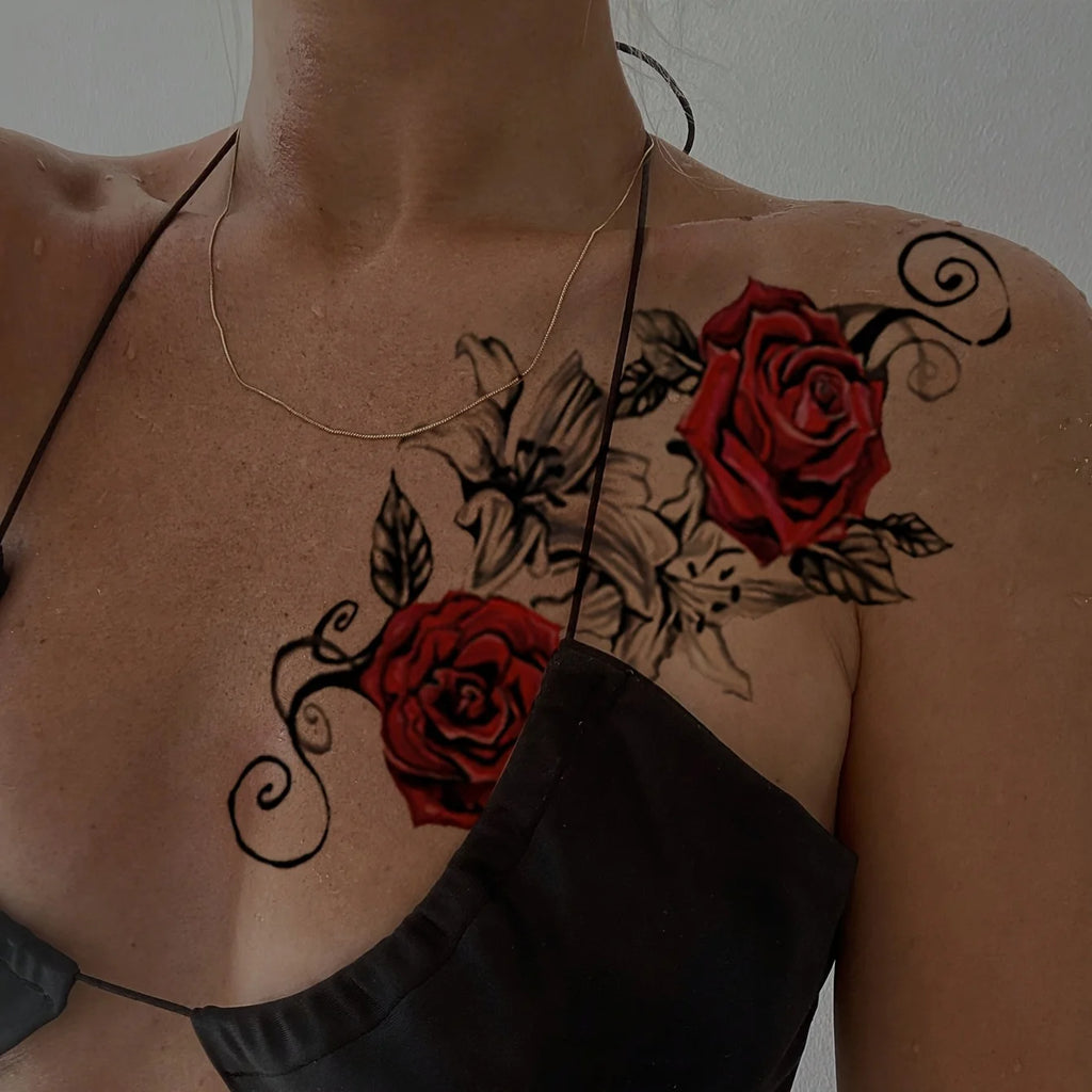 Tatouage Éphémère Fleur de Rose - Femme