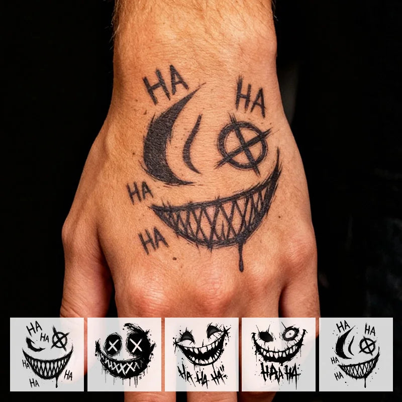 Tatouage Éphémère Horror – Visage Rieur Style Joker