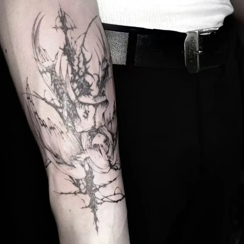 Tatouage Éphémère Ange Gothique – Épaule & Bras