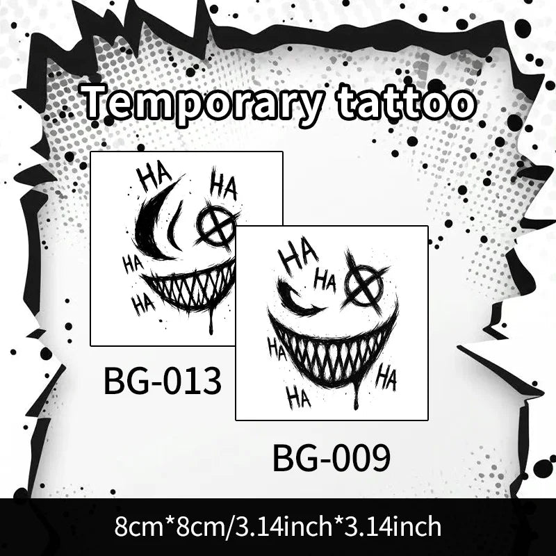 Tatouage Éphémère Horror – Visage Rieur Style Joker