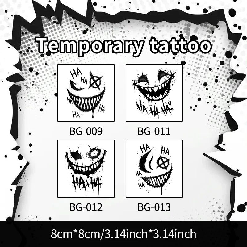 Tatouage Éphémère Horror – Visage Rieur Style Joker