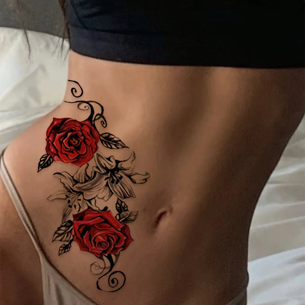 Tatouage Éphémère Fleur de Rose - Femme