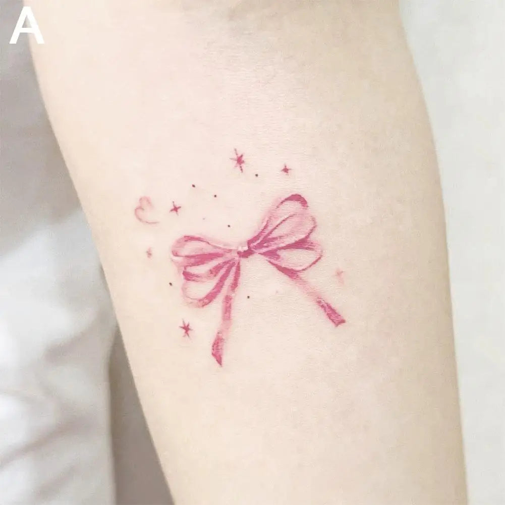 Tatouage Éphémère Nœud Rose - Tendance TikTok