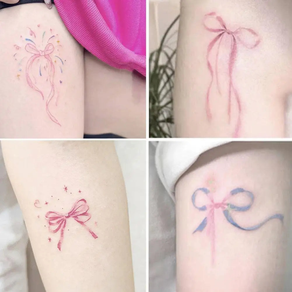 Tatouage Éphémère Nœud Rose - Tendance TikTok