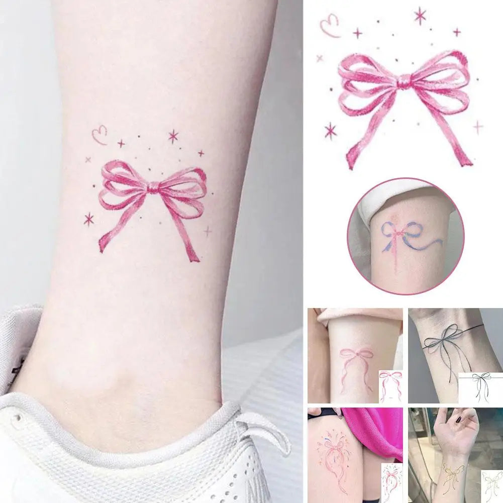 Tatouage Éphémère Nœud Rose - Tendance TikTok