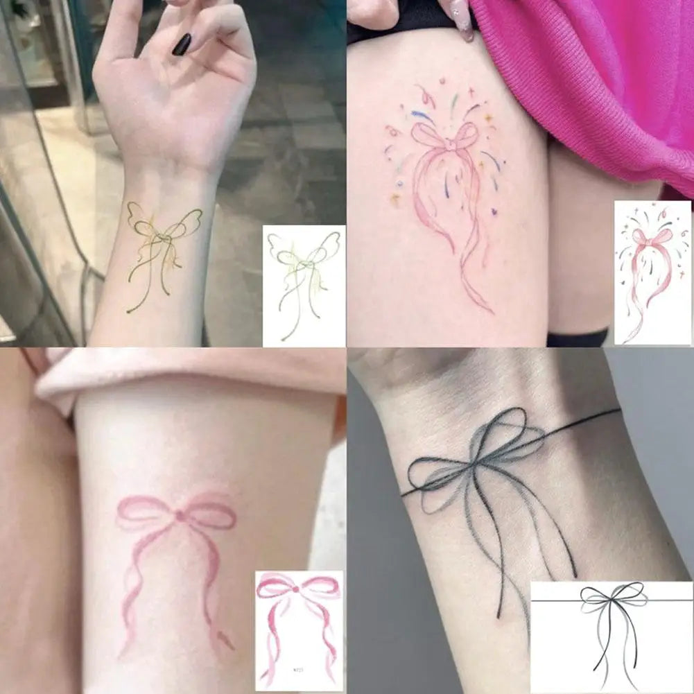 Tatouage Éphémère Nœud Rose - Tendance TikTok