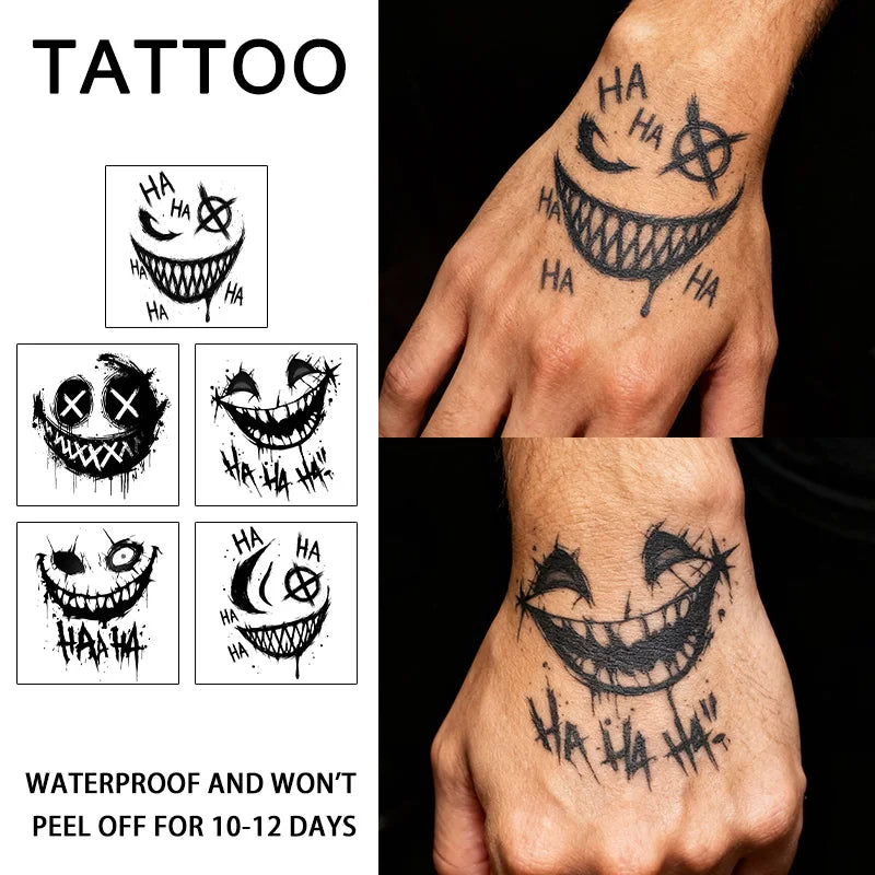 Tatouage Éphémère Horror – Visage Rieur Style Joker
